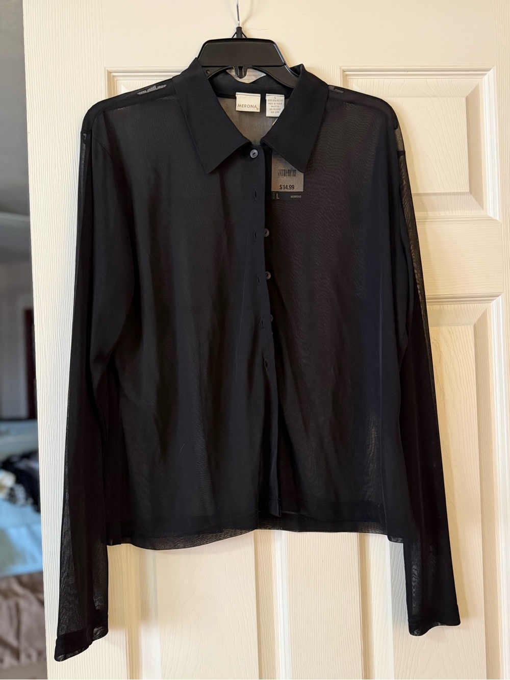 Merona Women’s Black Sheer Button-Up Shirt